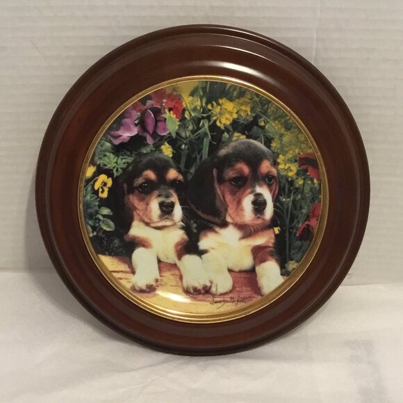Franklin Mint Puppies and Posies Limited Edition Numbered Collectible Plate - Picture 1 of 6